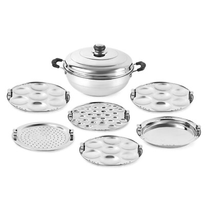 Cello Stainless Steel Induction Base Idli Cooker and Multi Kadhai