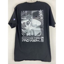 Champion Boys Black Graphic Print Factory Logo T-Shirt Size M 973  Defect