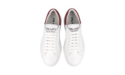 PRADA Leather Macro Sneakers - 2EG361 - White/Red - NEW | eBay