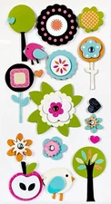 Remarks, Flowers Stickers, Layered Cardstock Stickers, Whimsical, Dimensional