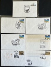 1986-88 SET OF SEVEN DECIMAL STAMP PICTORIAL POSTMARKS ON COVERS #218