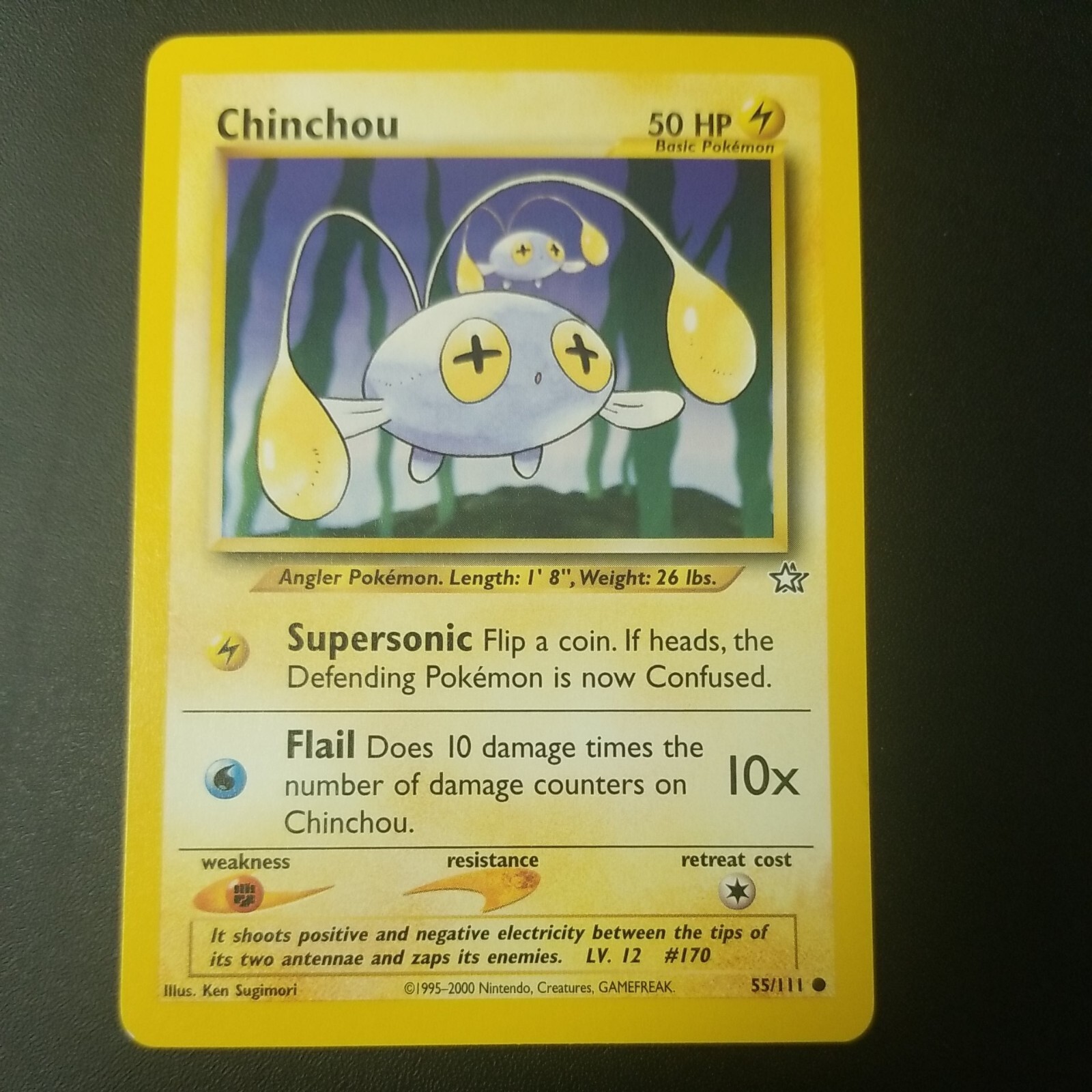 CHINCHOU 55/111 - Neo Genesis - VINTAGE WOTC POKEMON CARD - Unlimited - NM