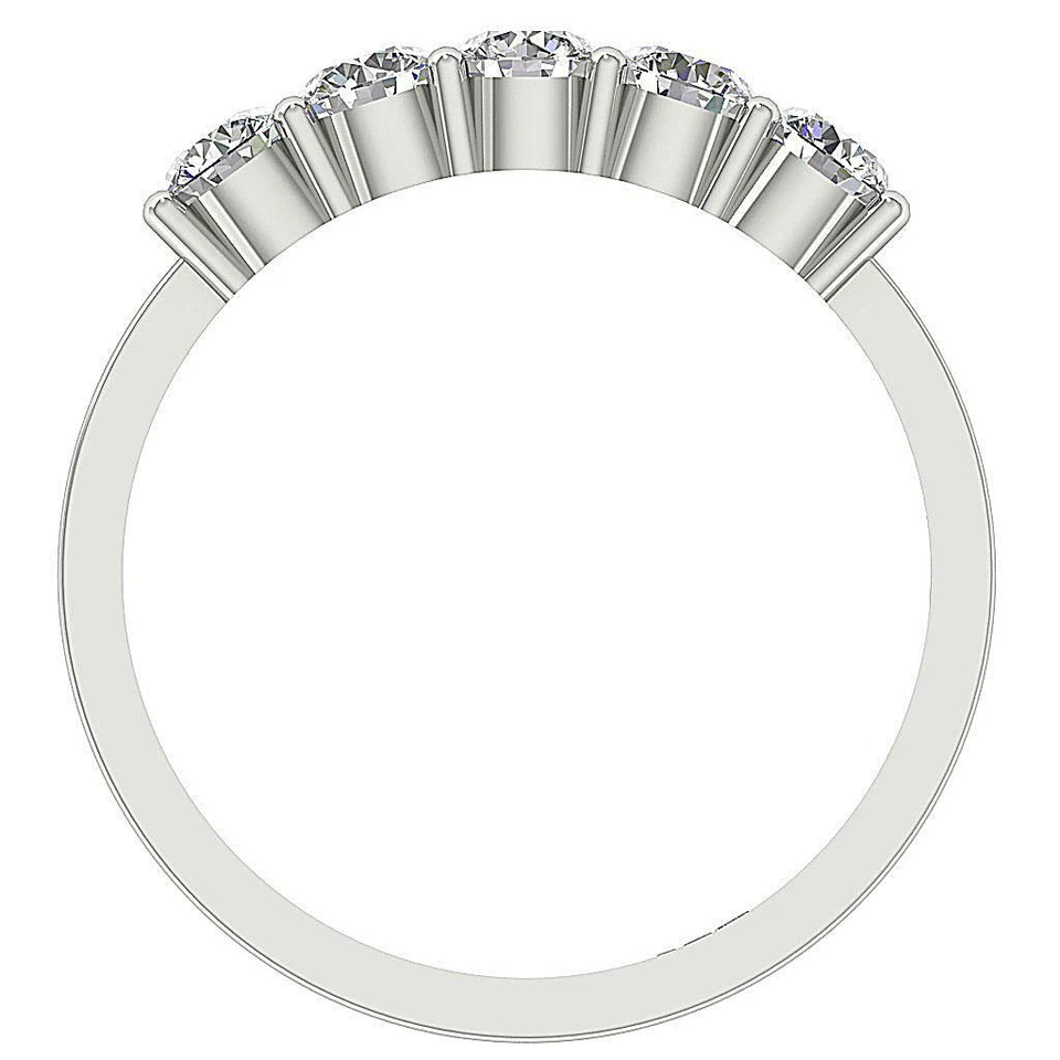 5 Stone Engagement Ring I1 G 1.00 Ct Natural Diamond 14K White Yellow Rose Gold - Image 2 of 4