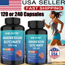 Magnesium Glycinate 500mg High Absorption Non-GMO Muscle Bone & Heart Health USA