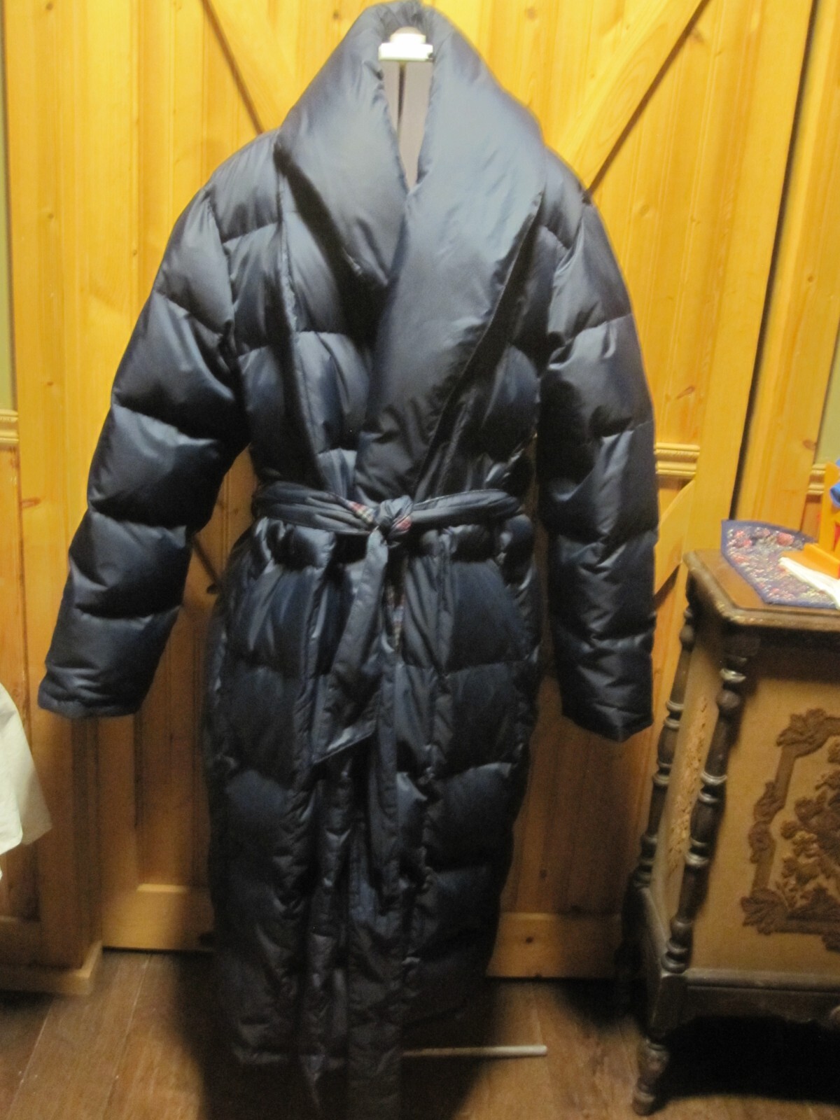 90's Lands End Puffer Goose Down Robe Belted Pockets Full Length XL eBay