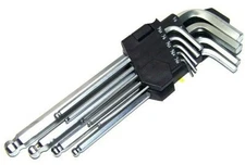 9 pc Hex Key Wrench Ball End 1/16" to 3/8" Allen Wrench  SAE Short and long Arm