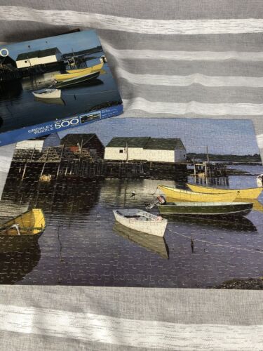 Vintage Milton Bradley Croxley Puzzle 500 1991 Blue Rocks Nova Scotia Canada - Picture 1 of 10