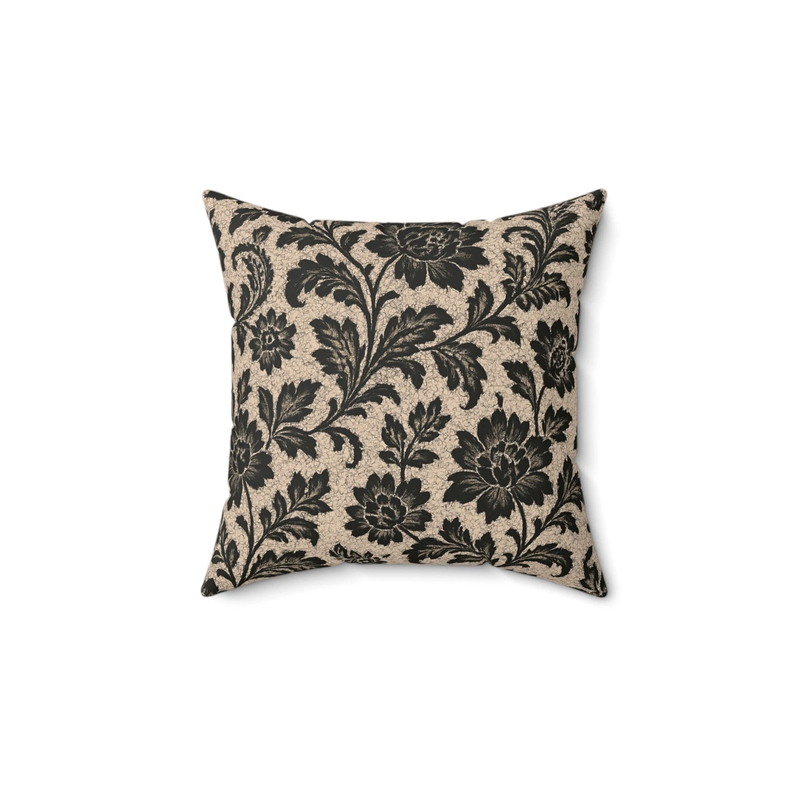 Vintage Black Floral Faux Suede Pillow Damask Cushion Cover Elegant Home Decor