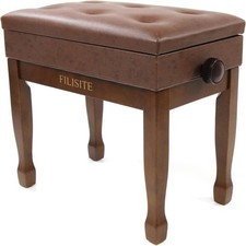 Adjustable Height Piano Stool Bench PU Leather Cushion Wooden Keyboard Seat