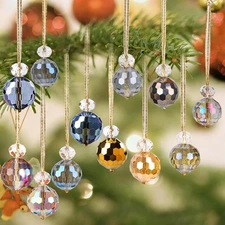 12PCS Crystal Glass Christmas Balls Ornaments Hanging Decorative Prism Balls