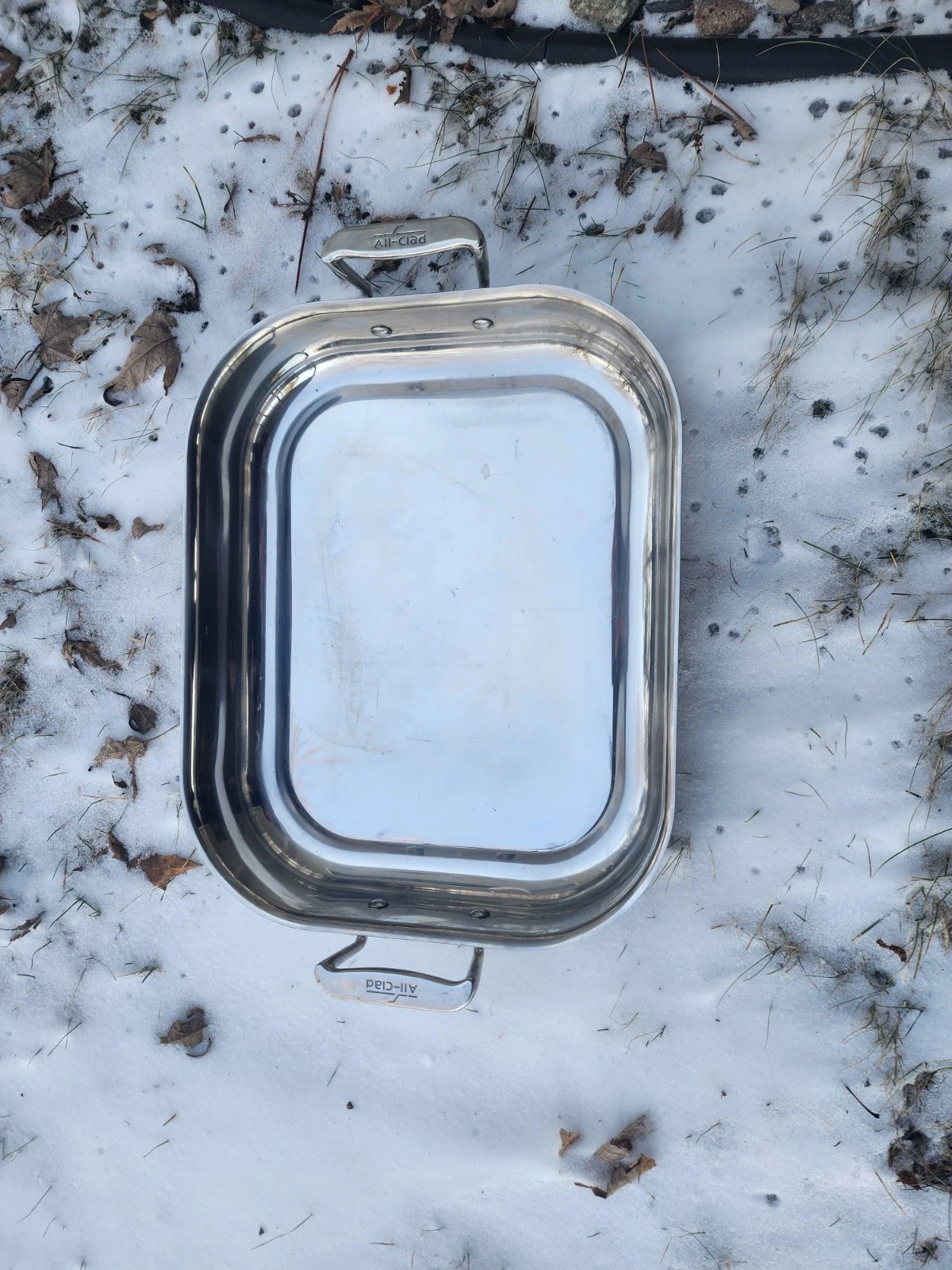 ALL-CLAD ~ 18/10 Stainless Steel ROASTING PAN w/High Handles (14.5"x12"x3")