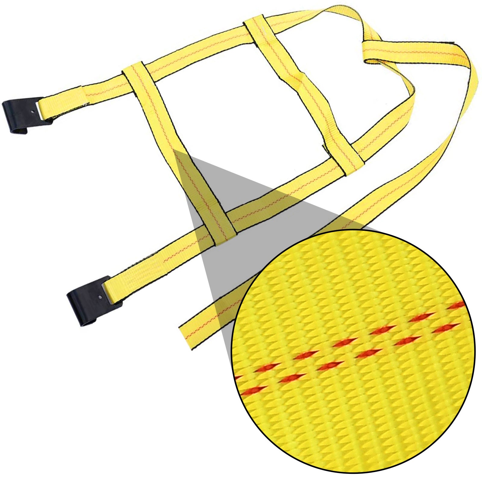 2pcs Tow Dolly Straps Basket Strap w/ Flat Hook Heavy Duty Yellow Car Tire G20