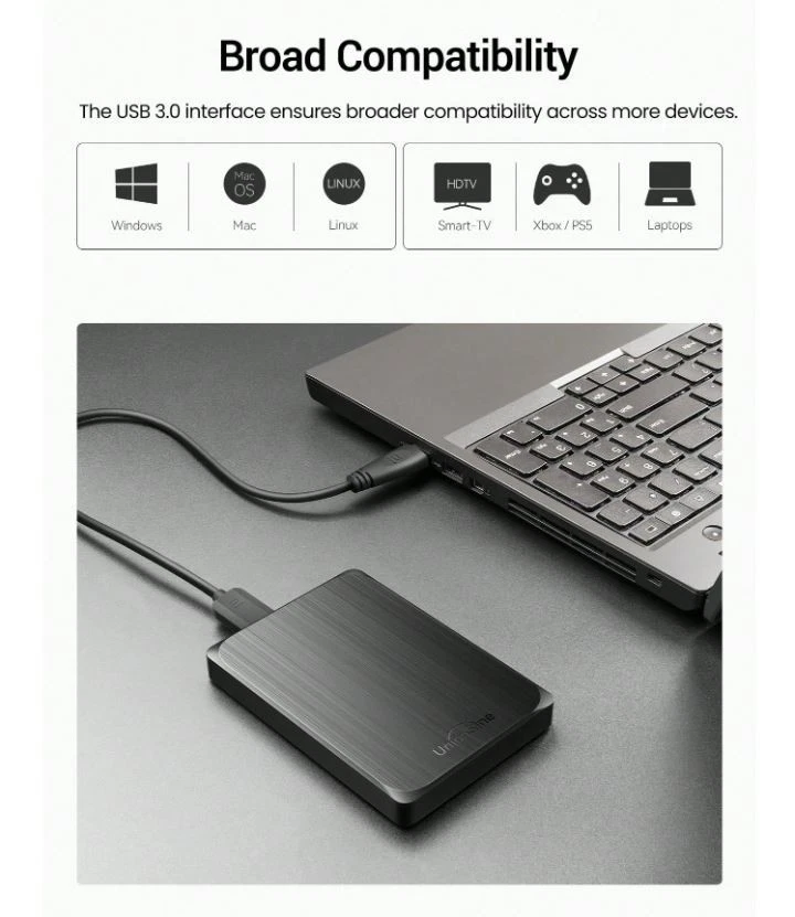 UnionSine 1TB Externe Festplatte USB 3.0 2,5 zoll Mac PC Laptop PS4 PS5 Xbox HDD - Bild 4 von 4