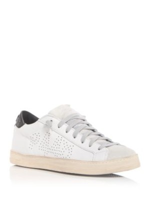 P448 Womens White Mixed Media John Round Toe Leather Sneakers Shoes 40