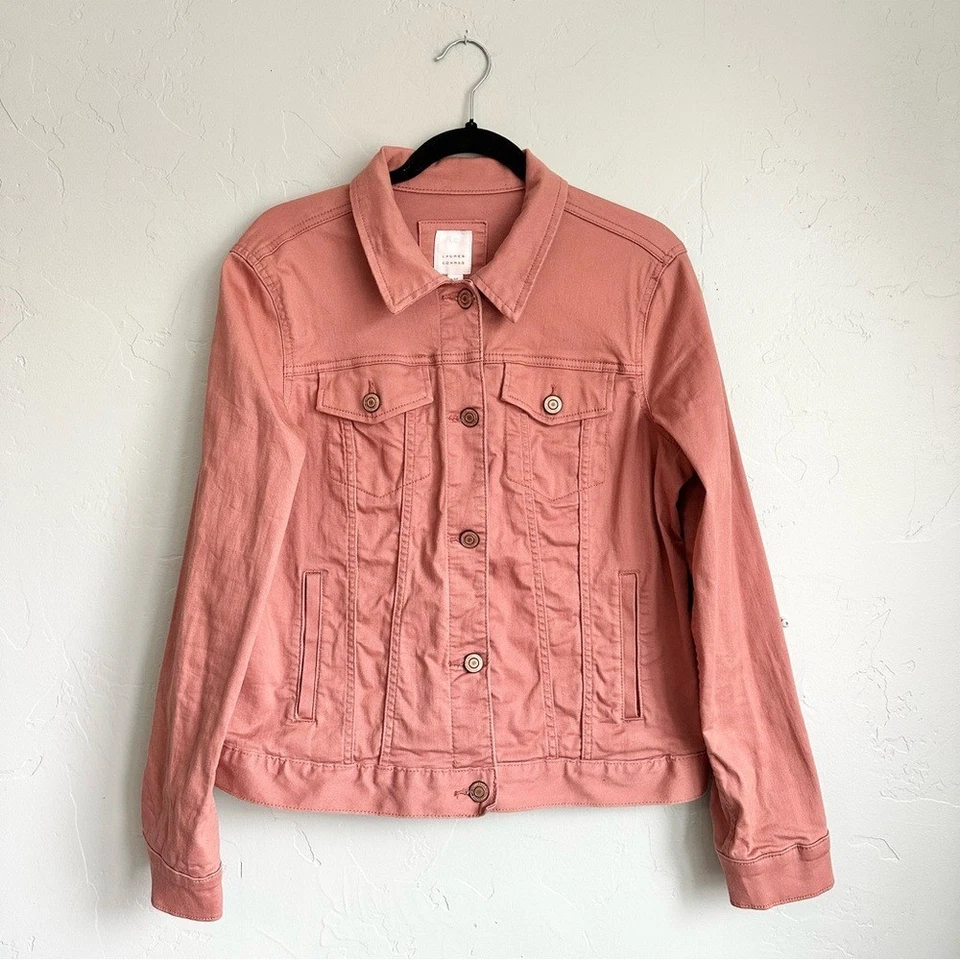 LC Lauren Conrad | Chaqueta Denim Rosa Polvorienta Jardín Niña Floral Bordada Foto 4 de 4