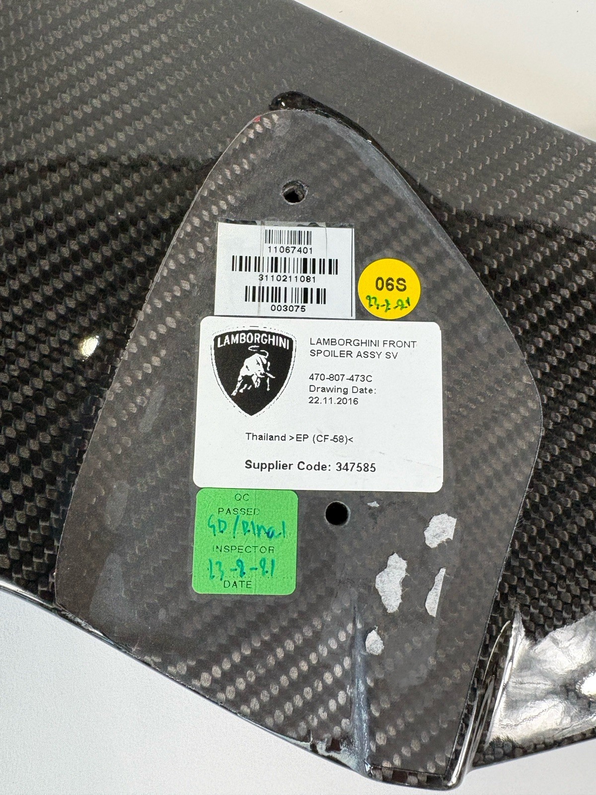 Lamborghini Aventador SVJ Front Front bumpers Set P/N 470807110A