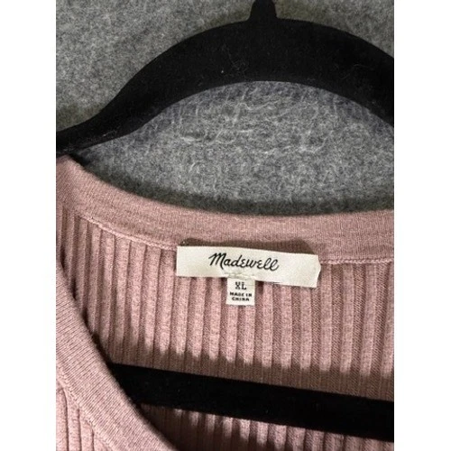 Vestido midi acanalado sin mangas rosa sin mangas tejido informal Madewell XL para mujer Foto 3 de 4