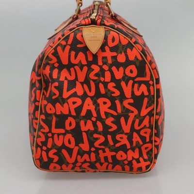 LOUIS VUITTON Monogram Graffiti Speedy 30 Hand Bag Orange M93705