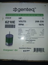 Genteq EVERGREEN EM 1 HP Fan Blower Motor - 1075Rpm, 208-230V, 5 Speed