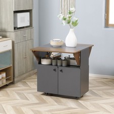 HOMCOM Esstisch Klapptisch mit Rollen Küchentisch Stauraum Hellgrau+Dunkelbraun