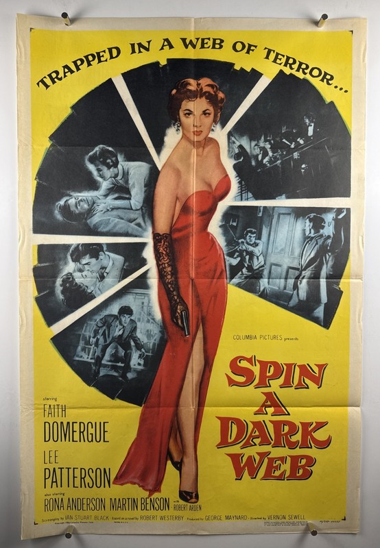 SPIN A DARK WEB Movie Poster (Fine+) One Sheet 1956 Faith Domergue 28799