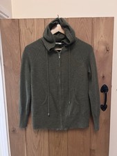 M&S Autograph Khaki Green Cashmere Relaxed Zip-up Hoodie Cardigan Size Small