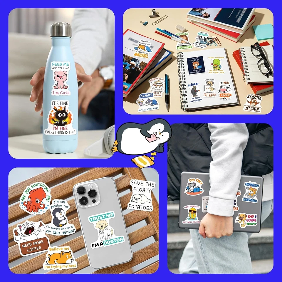 200 PIEZAS Divertidas Pegatinas de Citas de Animales, Lindo Rojo, Amarillo, Naranja, Verde, Azul  Foto 4 de 4