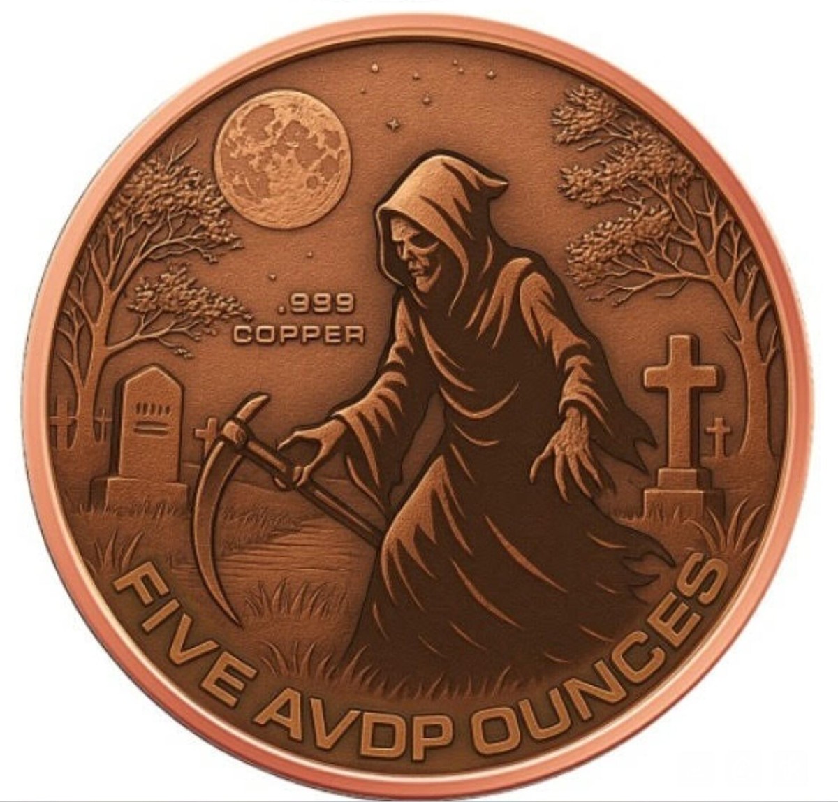 5 oz Copper Time's Up Grim Reaper Color Round in Capsule | eBay