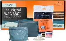 Original WAG Bag Portable Toilet (12 Pack) - Go Anywhere Kit for Camping, Boatin