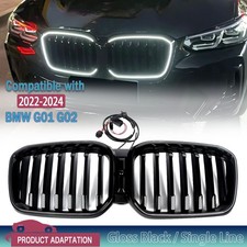 BLACK FRONT BUMPER GRILLE SINGLE SLAT LED FOR BMW X3 G01 X4 G02 2022-2024 LCI UK