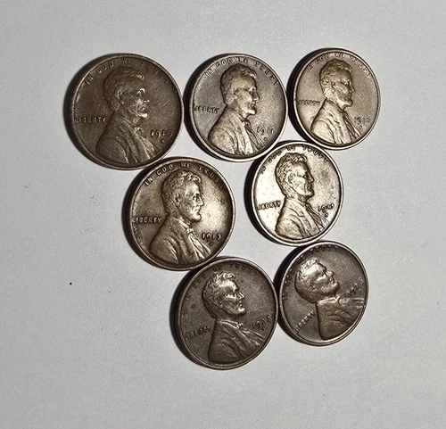 1910-S 1911-S 1912-S 1913-S 1915-S 1922-D 1926-S XF Lincoln Cents Penny Lot of 7