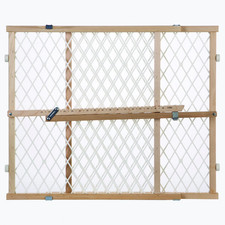 Diamond Mesh Wooden Baby Gate Pressure Mounted Adjustable Child Safety Gate for