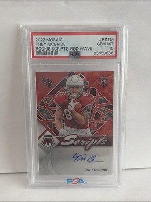 2022 Mosaic Football - Trey McBride Rookie Scripts Red Wave 10/10 Auto - PSA 10