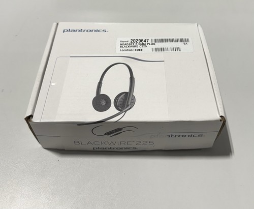 Plantronics Blackwire C225 / 205204-02 Stereo Headset Black 3.5mm Plug NEW - 第 1/2 張圖片