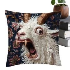 Screaming Goat Pillow Case Quirky Funny Sofa Bed Home Decor Cushion Cover Gift