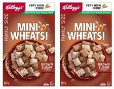 Kellogg's Mini-Wheats Cereal Brown Sugar Flavor, Family Size, 650g (2 Pack)