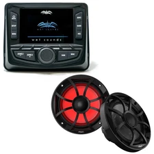 Wet Sounds WS-MC-2 Marine Radio + 1 Pair RECON 6-BG-RGB Speakers