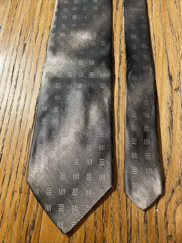 复古 EUC Enrico 几何金属长袍丝绸领带意大利制造 — 第 4/4 张图片