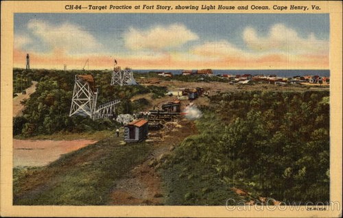 Cape Henry,VA Target Practice at Fort Story 1951 Virginia Linen Vintage Postcard