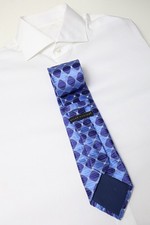 ATLAS DESIGN Tie Men's ONE SIZE Blue Patterned Pointed Pure Silk