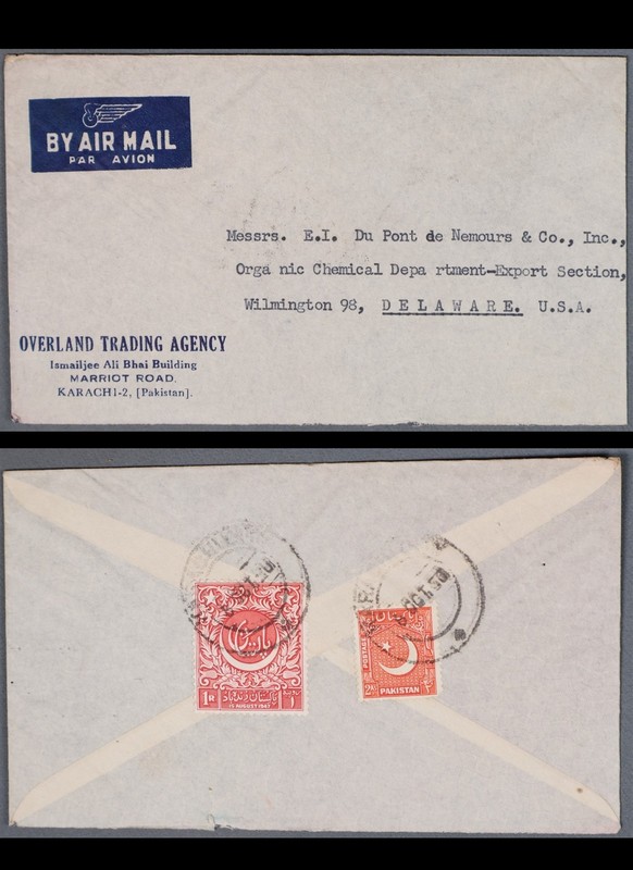 Mayfairstamps Pakistan 1950 Karachi Overland Trading Agency to Delaware Wilmingt