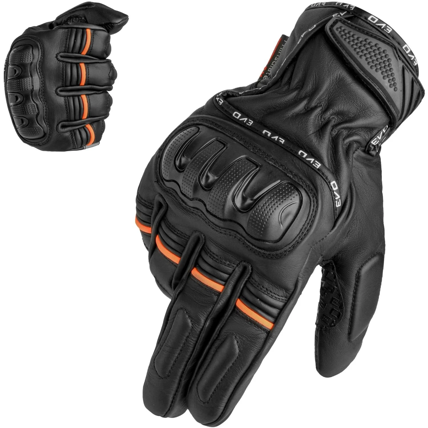 EVO Fitness Motorbike Motorcycle Gloves Thinsulate 3M Hipora L, Black