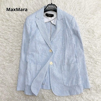 Max Mara Women's Summer Jacket, Cotton, Blue Stripe, Size M