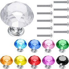 Diamond Crystal Glass Door Knob Drawer Kitchen Cupboard Cabinet Furniture Handle