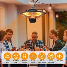 1500W Outdoor Hanging Patio Heater Indoor Electric Ceiling Mounted Heater Timer