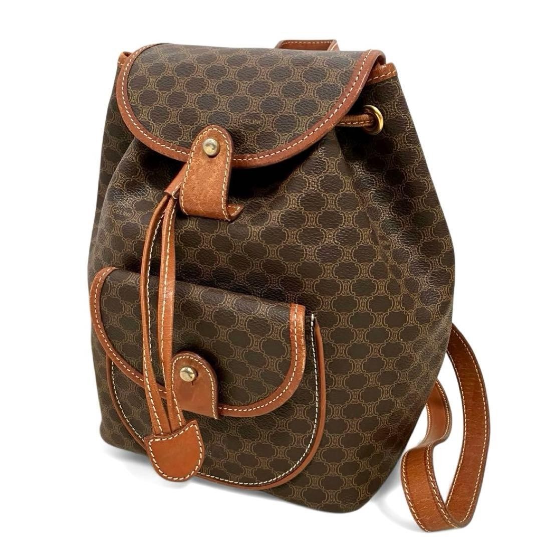 CELINE Mini Backpack Macadam Pattern Brown PVC Le… - image 2