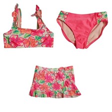 Cat Jack Girls SIze M Floral Comfort 3 Piece Bathing Suit Set FREE S H NWT