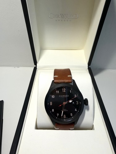 Christopher Ward C8 Mk1 Automatic Black PVD Pilot Watch Full Set Box Papers 44mm