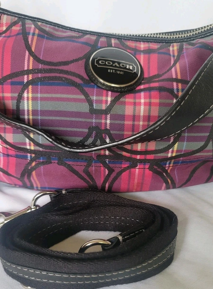 Coach Bandolera Rosa, Cuadros, Firma, Mujer 0000000634 Foto 2 de 4