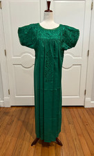San Antonino Maxi Dress, Oaxaca Mexican dress. hand Embroidered. Silk Threads,